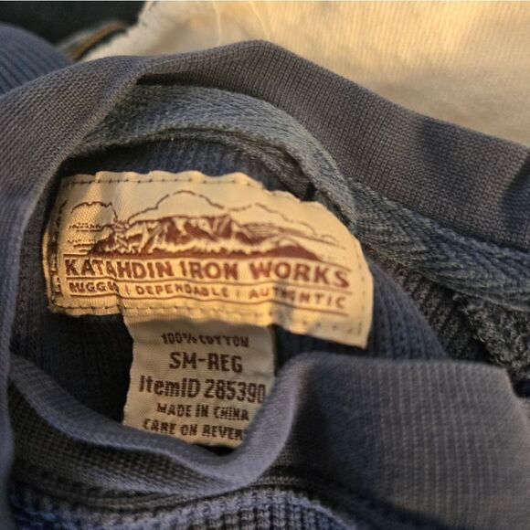 Katahdin Iron Works Vintage Blue Long Sleeve Waffle Knit Shirt - Picture 4 of 5